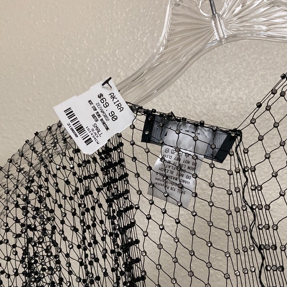 Akira Rhinestone Fishnet Long Open Front Jacket - Picture 9 of 12